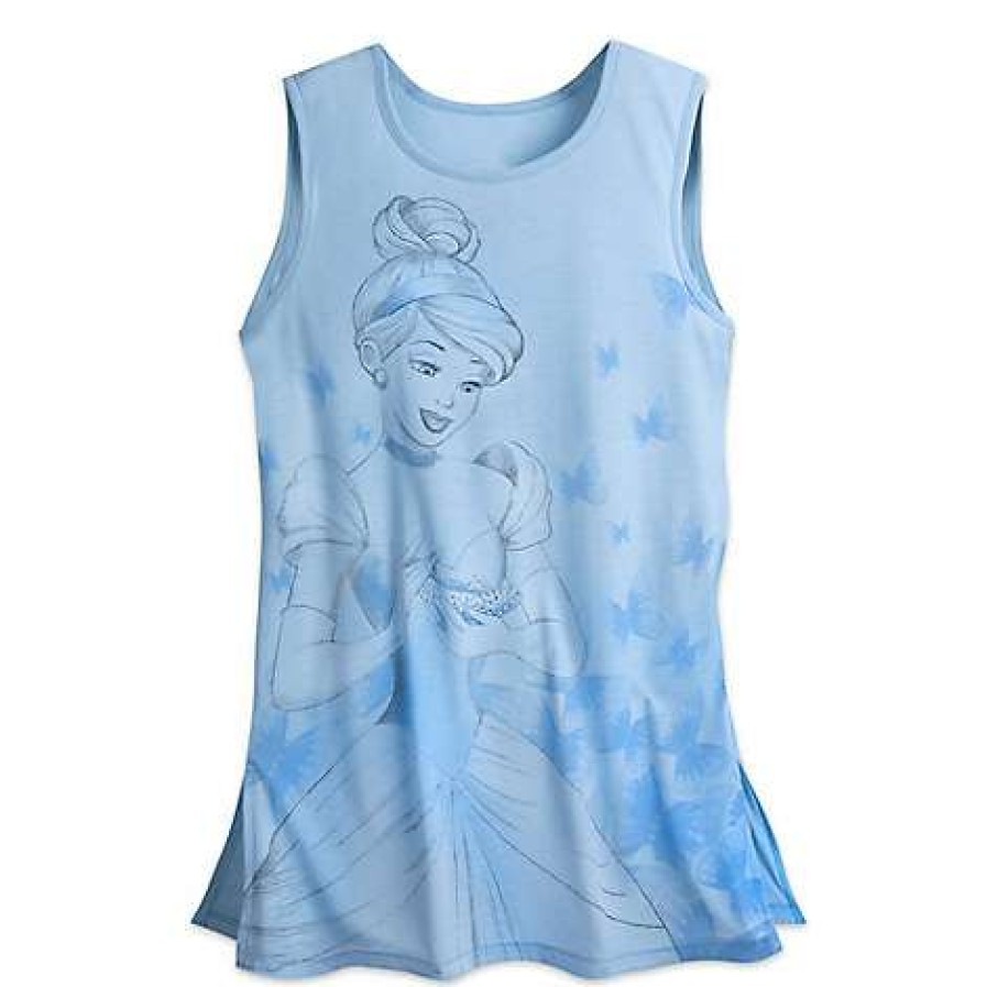 Apparel * | Disney Tank Tee For Women Shirt Cinderella Rhinestones Water-Color Online