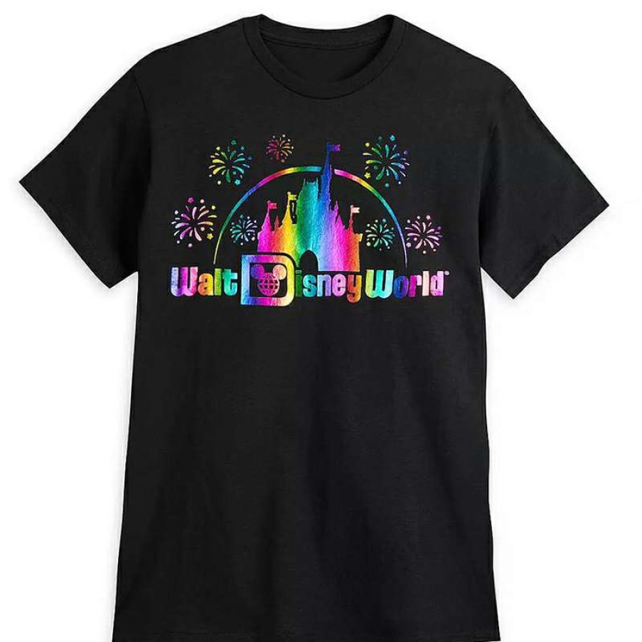 Apparel * | Disney Adult Shirt Walt Disney World Logo Rainbow Foil New In