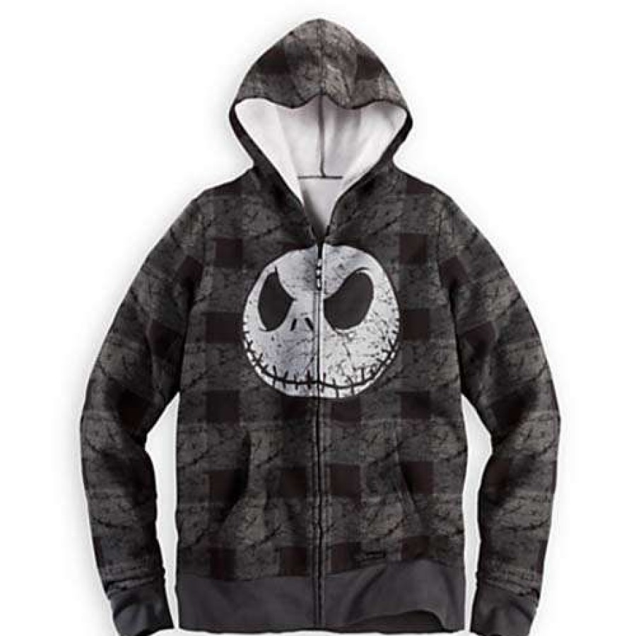 Apparel * | Disney Adult Sweatshirt Hoodie Jacket Jack Skellington With Gray Free Delivery