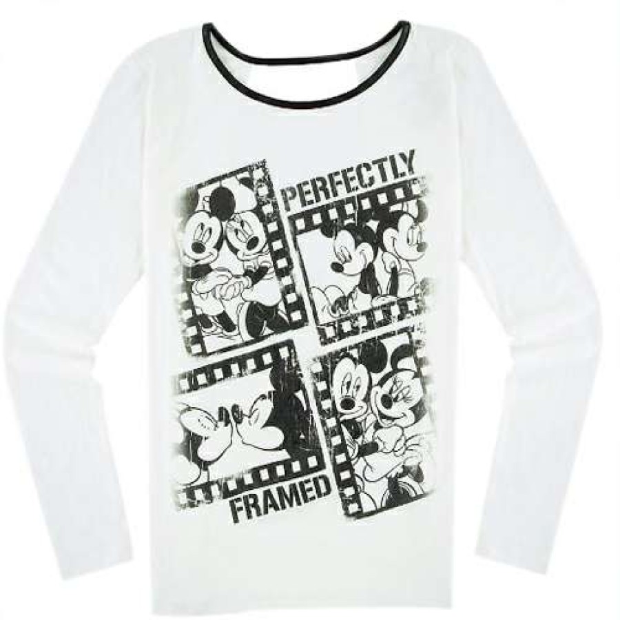 Apparel * | Disney Ladies Shirt Mickey & Minnie Framed Long Sleeve Special Offers