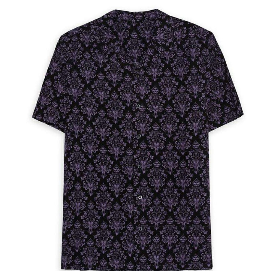 Apparel * | Disney Mens Woven Shirt The Haunted Mansion Wallpaper Closeout Sale