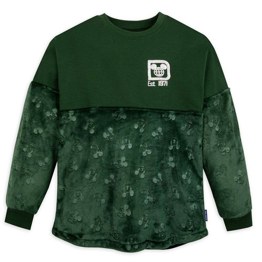 Apparel * | Disney Adult Spirit Jersey Fuzzy Fleece Forest Green Mickey Shoping