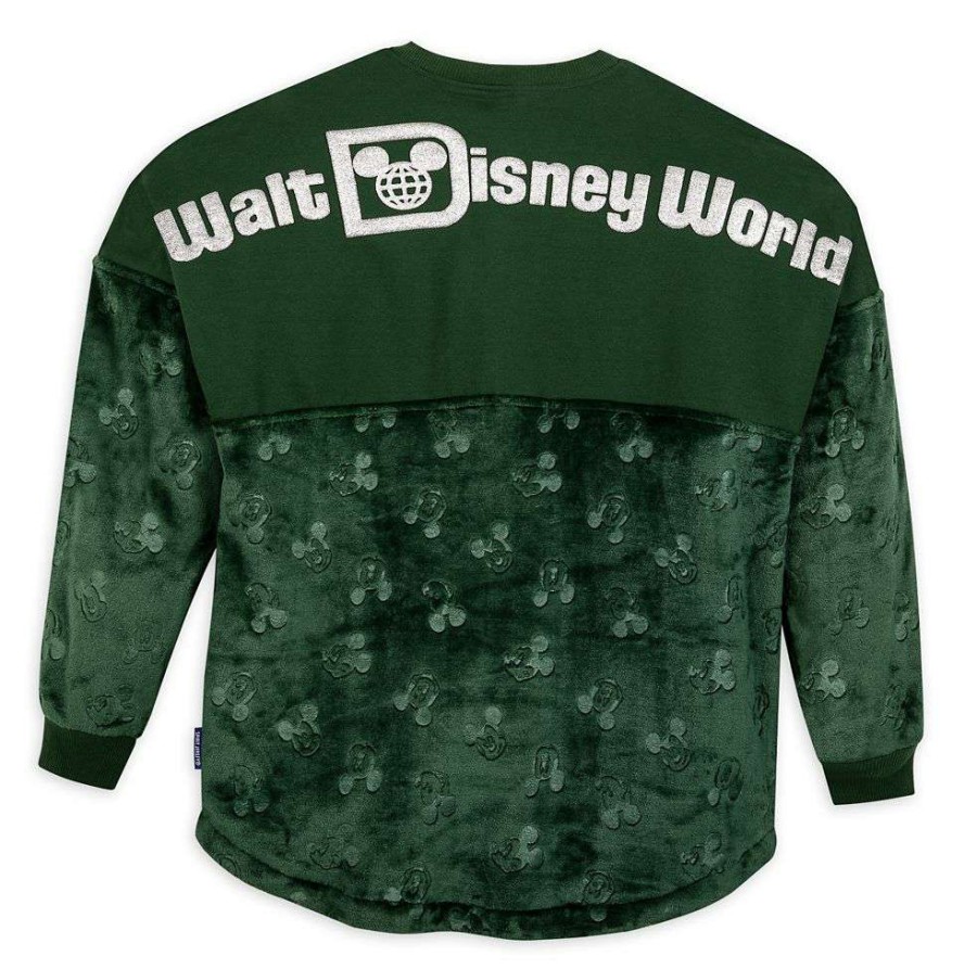 Apparel * | Disney Adult Spirit Jersey Fuzzy Fleece Forest Green Mickey Shoping