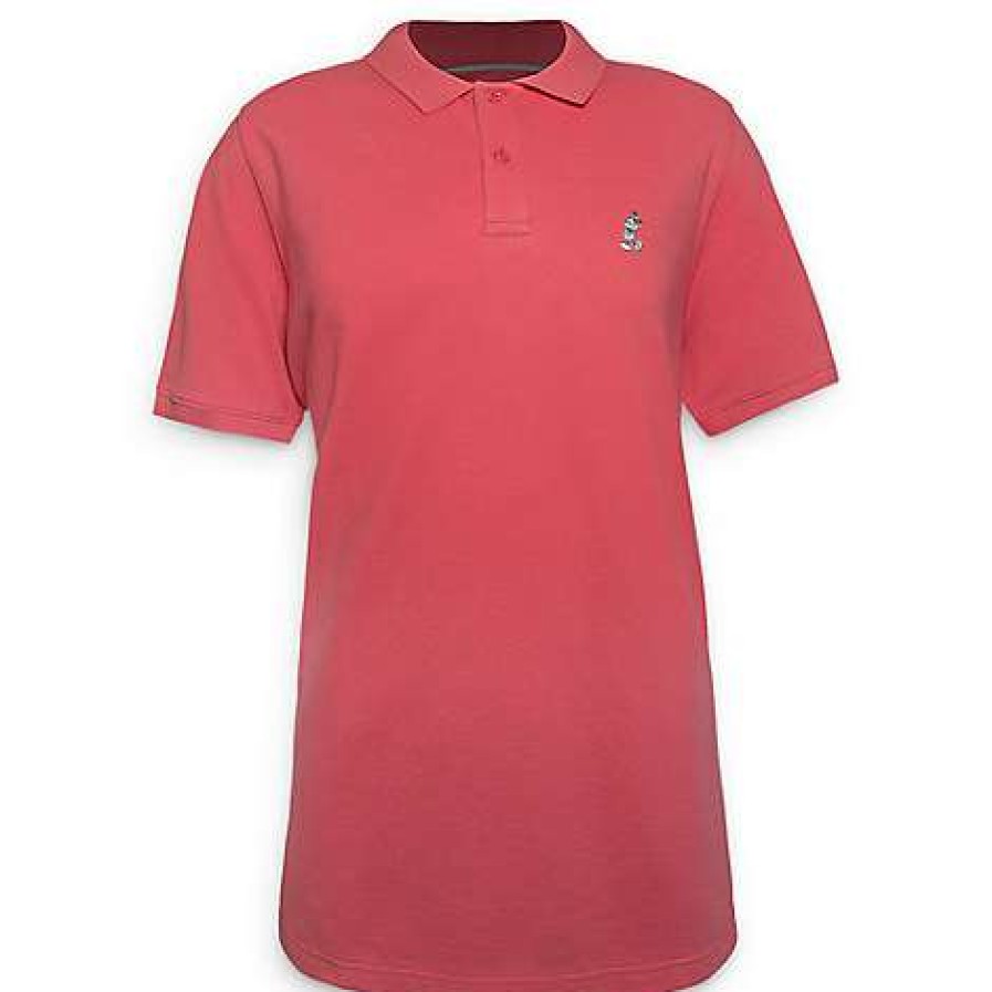 Apparel * | Disney Adult Shirt Mickey Mouse Relaxed Fit Polo For Men Coral Sale Online