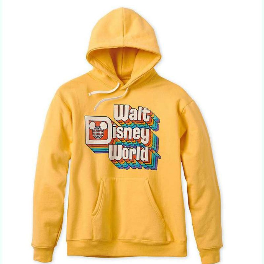 Apparel * | Disney Adult Hoodie Retro Walt Disney World Logo Yellow Cheap Online