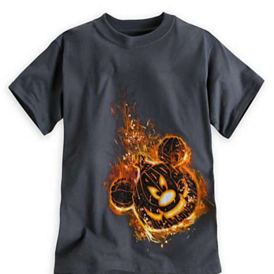 Apparel * | Disney Child Shirt Halloween Flaming Mickey Pumpkin Closeout Sale