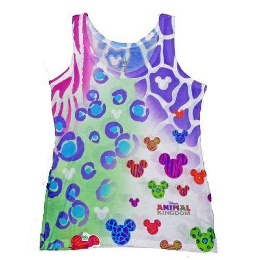 Apparel * | Disney Womens Shirt Wild Neon Animal Print Mickey Tank 100% Guarantee