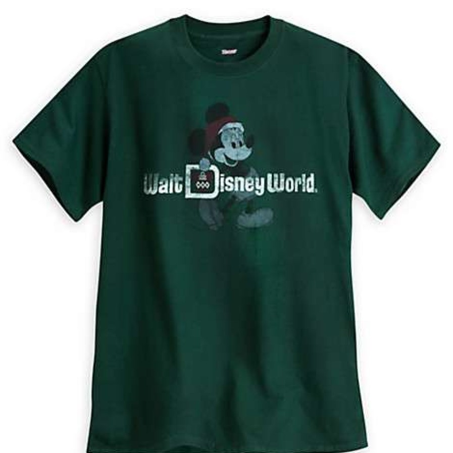 Apparel * | Disney Adult Shirt Santa Mickey Mouse Dark Green Shoping