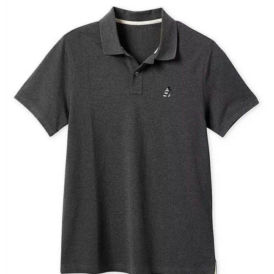 Apparel * | Disney Men'S Shirt Mickey Mouse Pique Cotton Polo Charcoal Closeout Sale