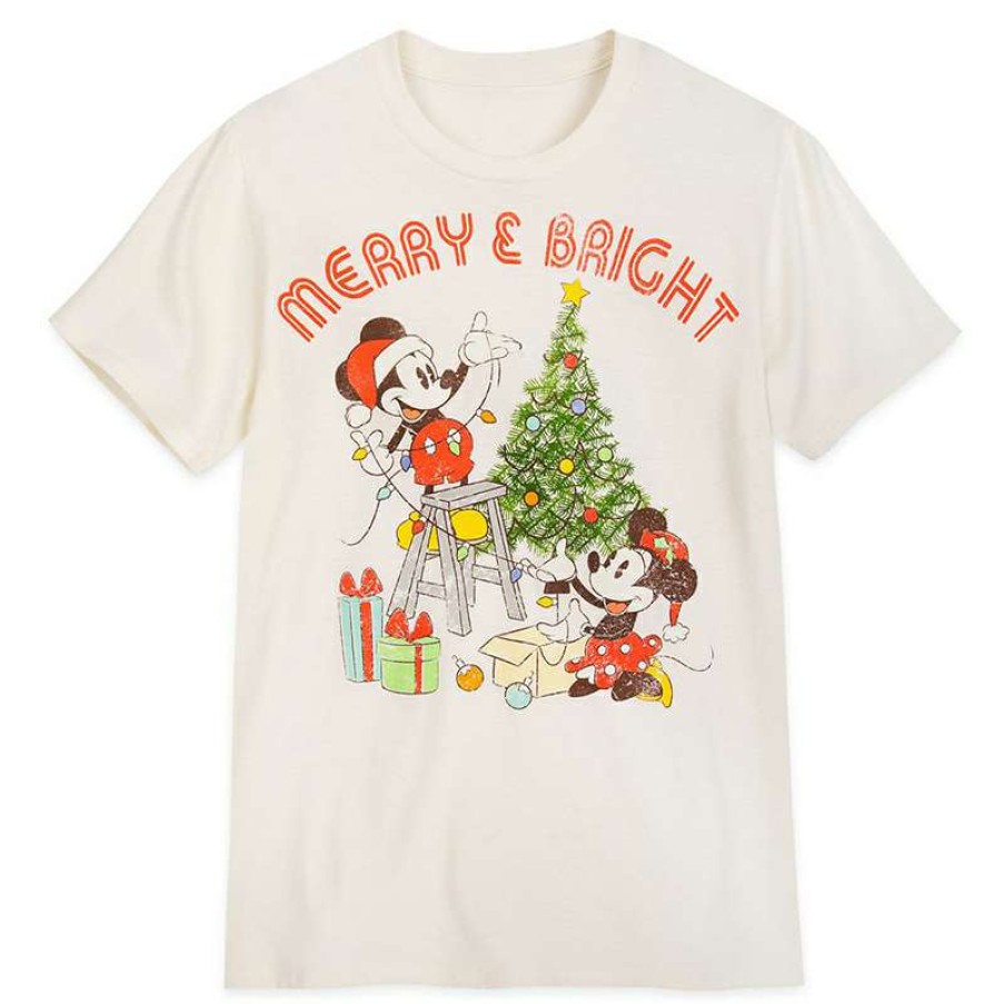 Apparel * | Disney Adult Tee Mickey And Minnie Christmas Tree Merry And Bright Online Discount