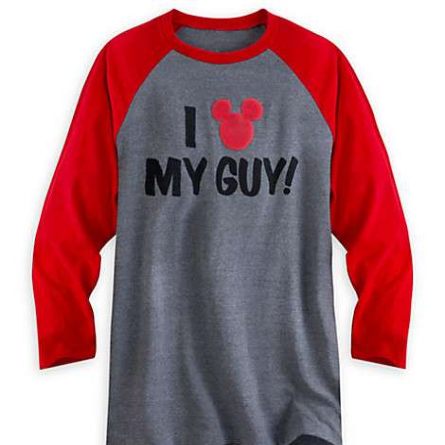 Apparel * | Disney Women'S Shirt Mickey Icon Raglan Top I Love My Guy New In