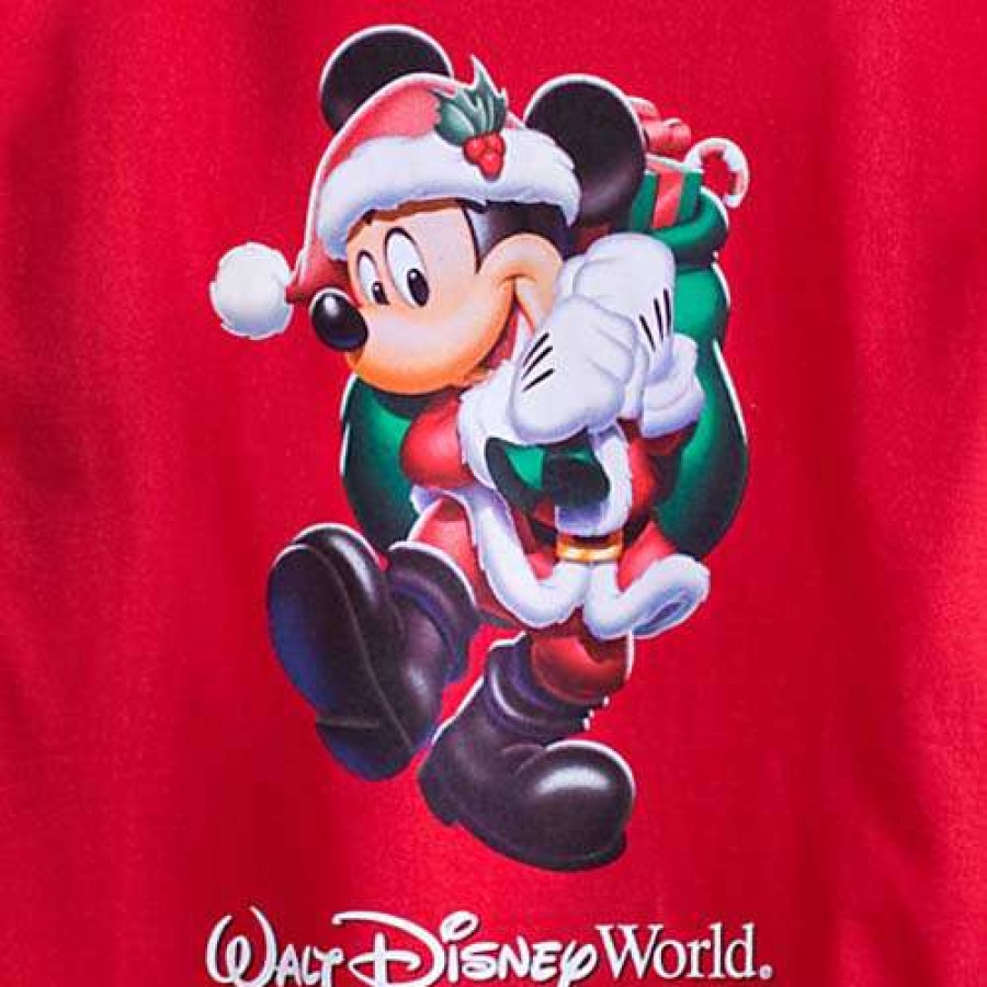 Apparel * | Disney Adult Shirt Santa Mickey Mouse Long Sleeve Tee Disney World Large Choice