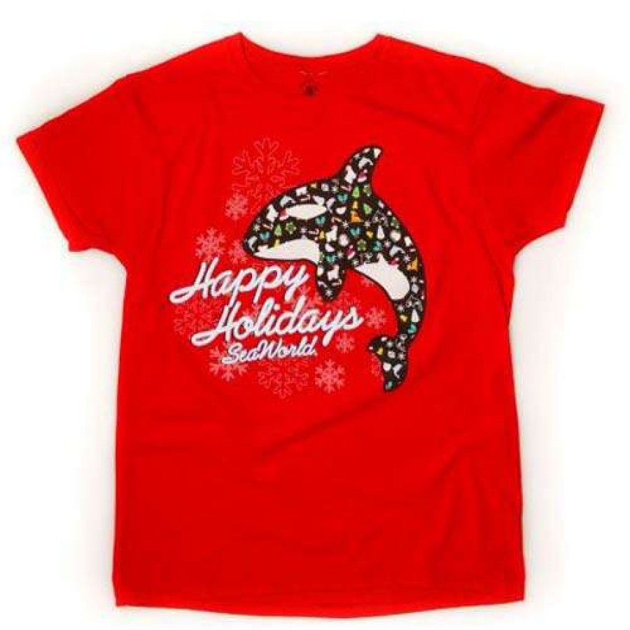 Apparel * | Seaworld Ladies Shirt Christmas Holiday Shamu Whale Free Delivery Disney