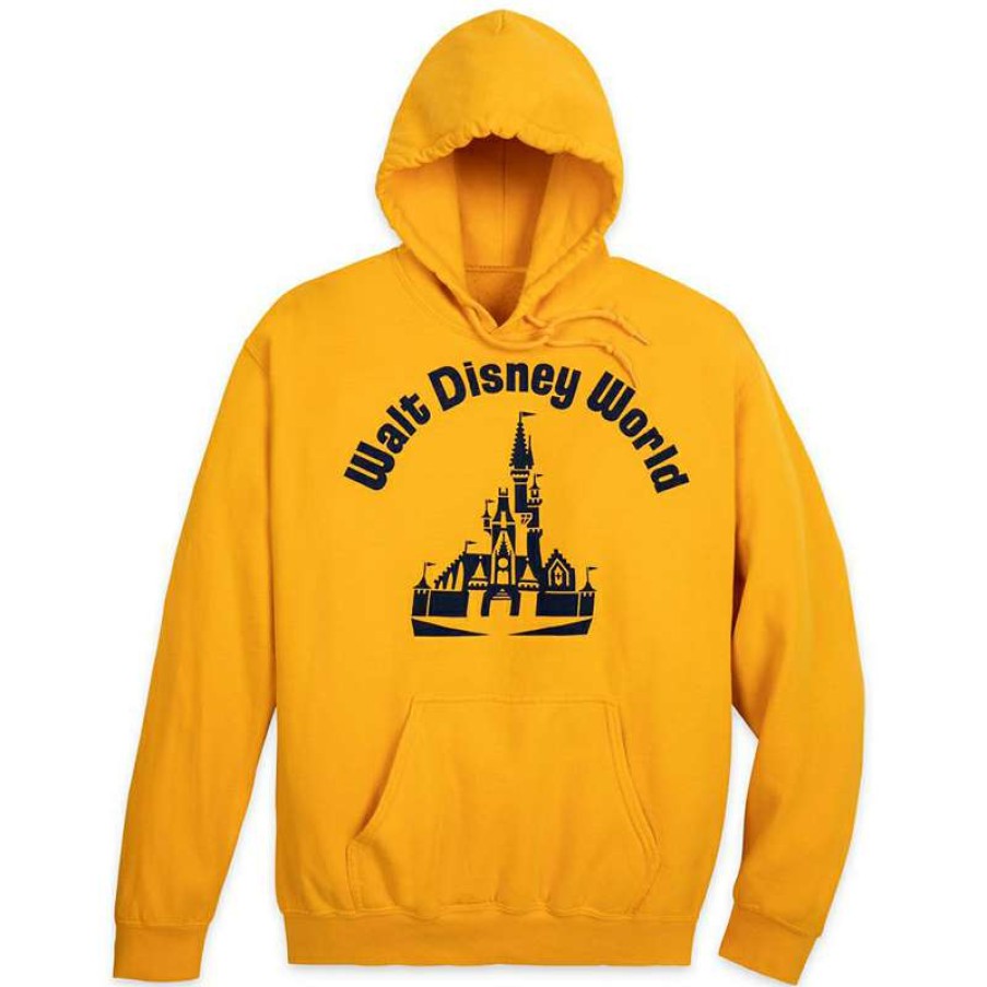 Apparel * | Disney Adult Pullover Hoodie Disney World Gold With Navy Castle Online Discount