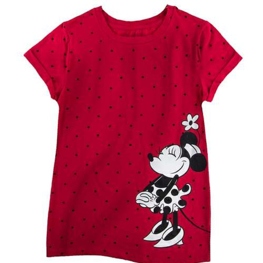 Apparel * | Disney Ladies Shirt Vintage Minnie Red With Polka Dots New In