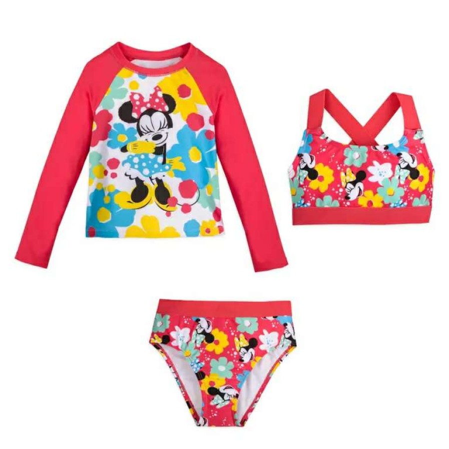 Apparel * | Disney Deluxe Swimsuit Set For Girls Minnie Mouse Sells Cheap