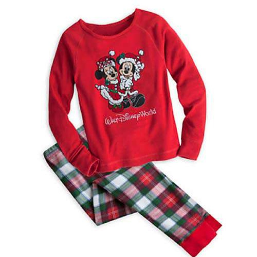 Apparel * | Disney Child Girls Pajamas Santa Mickey And Minnie Quick Delivery