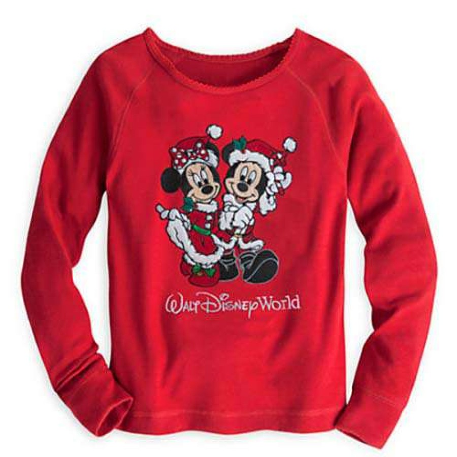 Apparel * | Disney Child Girls Pajamas Santa Mickey And Minnie Quick Delivery