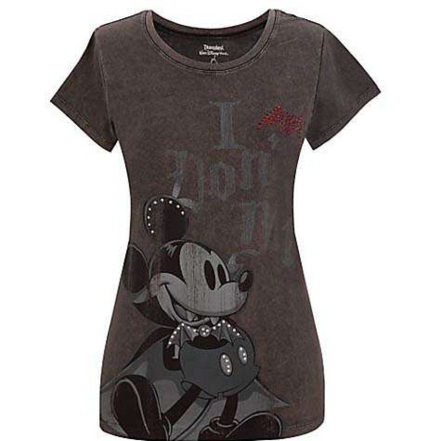 Apparel * | Disney Adult Halloween Shirt Vampire Mickey Mouse Grey Bestsellers