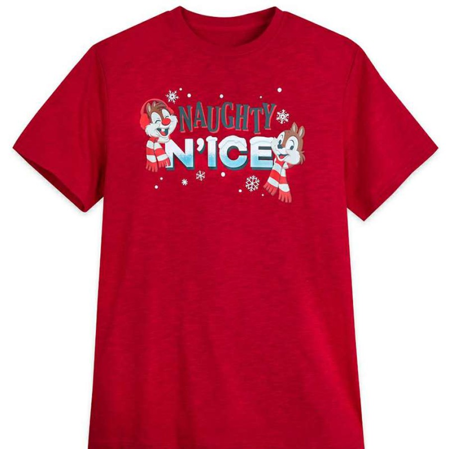 Apparel * | Disney Adult Shirt Chip 'N Dale Holiday Naughty N' Nice Tee Shoping