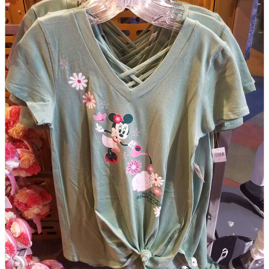 Apparel * | Disney Ladies Shirt Epcot Flower And Garden 2019 Minnie Blooms Green Crazy Deals