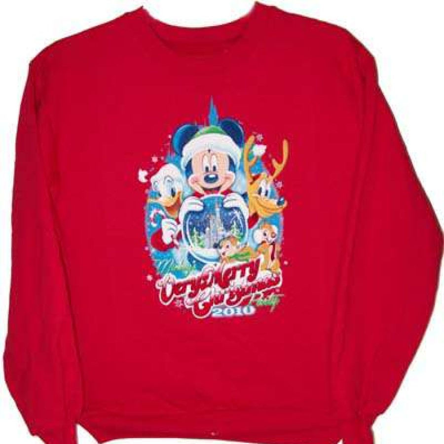 Apparel * | Disney Adult Shirt Very Merry Christmas Party 2010 Red Sweater Free Delivery