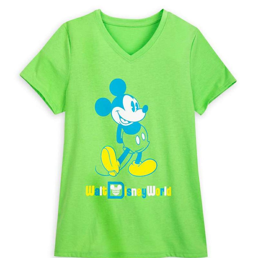 Apparel * | Disney Women'S Shirt Classic Mickey Mouse Neon Green Online