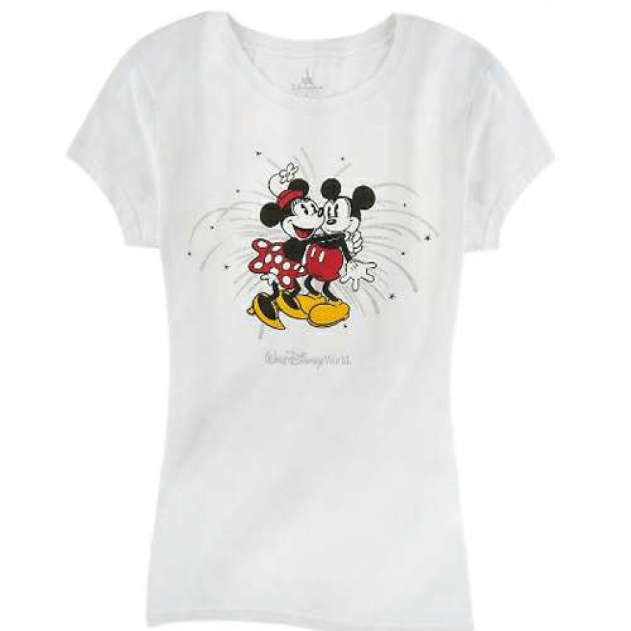 Apparel * | Disney Ladies Shirt Parks Mickey & Minnie Tee White Shoping