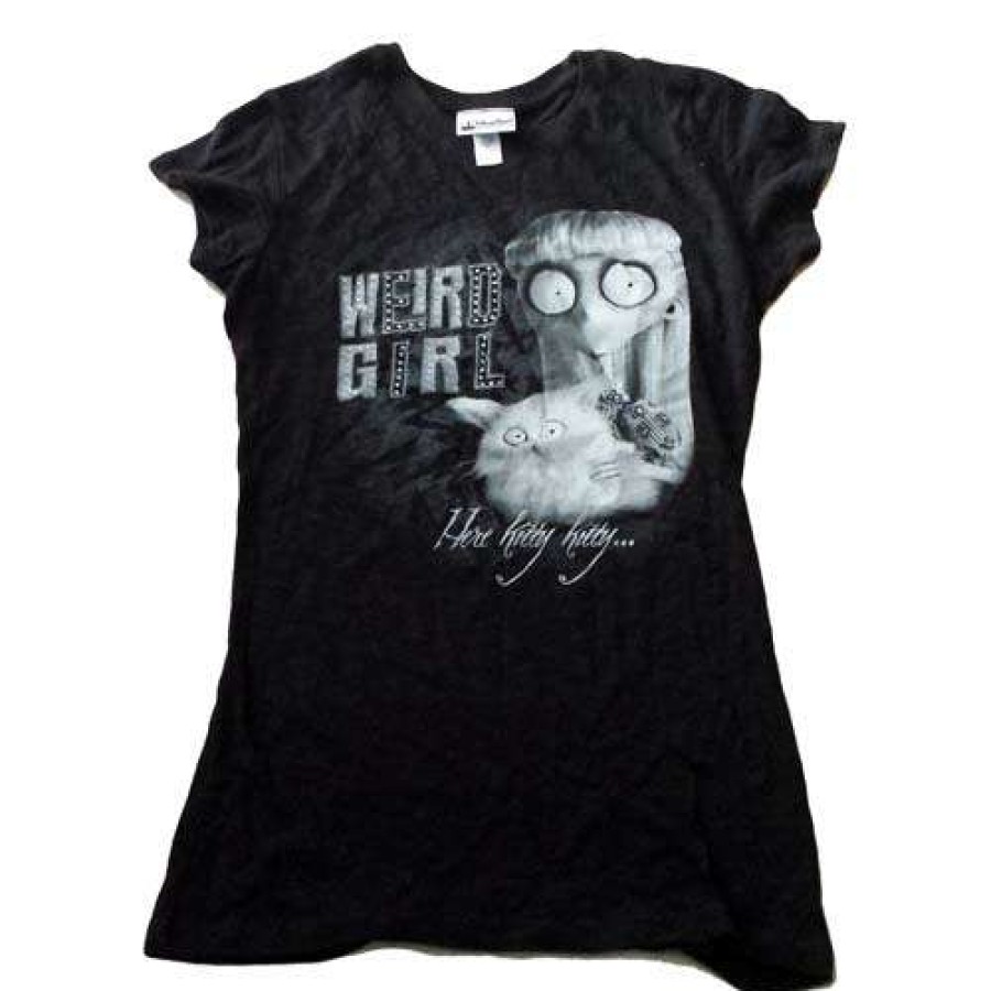 Apparel * | Disney Womens Shirt Frankenweenie Weird Girl Here Kitty Kitty Quick Delivery