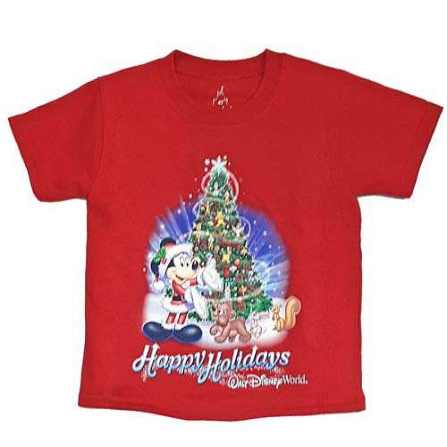 Apparel * | Disney Toddler Shirt Happy Holidays Festive Santa Mickey Mouse Shop New