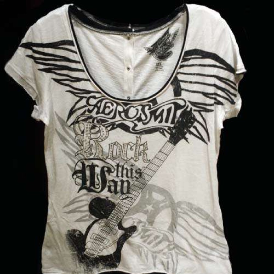 Apparel * | Disney Womens Shirt Snap Back Aerosmith Rock This Way Shop New