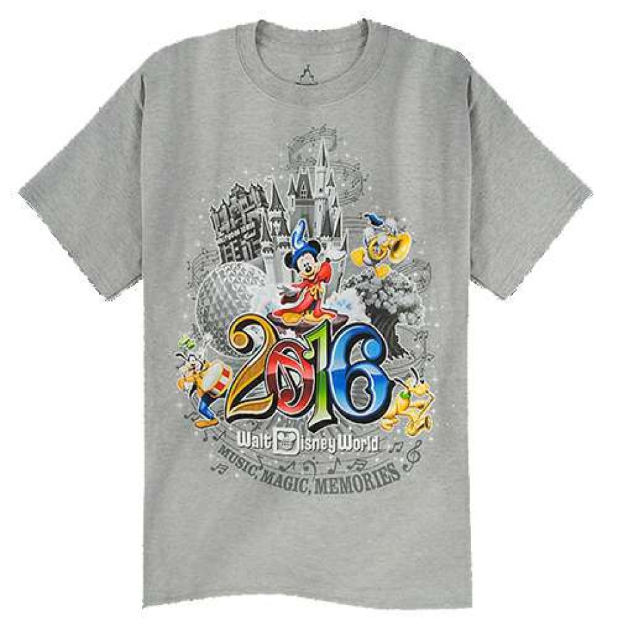 Apparel * | Disney Adult Shirt 2016 Logo Music Magic Memories Grey Discount Online