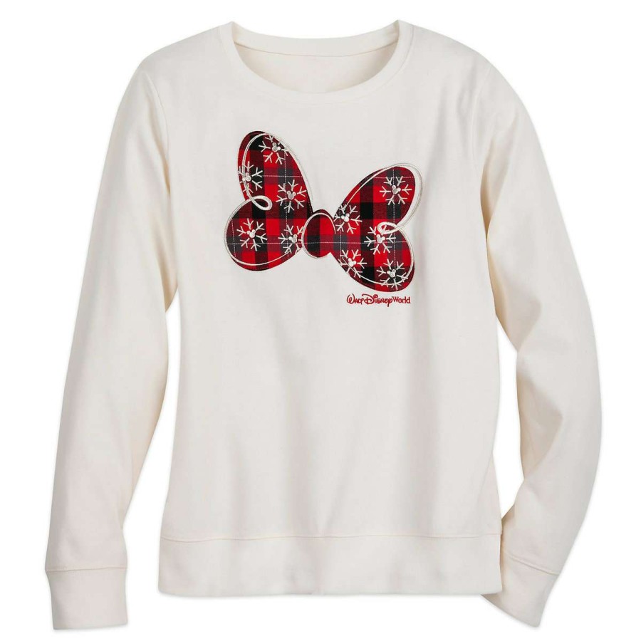 Apparel * | Disney Women'S Shirt Holiday Minnie Bow Long Sleeve Large Choice