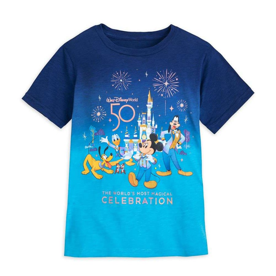 Apparel * | Disney Adult Shirt Walt Disney World 50Th Anniversary Ombre New In