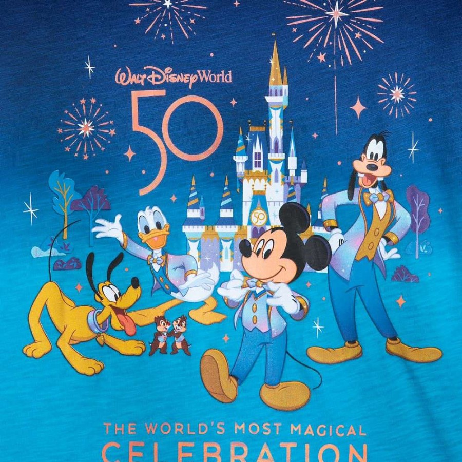 Apparel * | Disney Adult Shirt Walt Disney World 50Th Anniversary Ombre New In