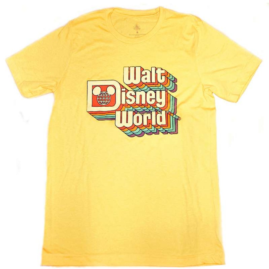 Apparel * | Disney Adult Shirt Retro Walt Disney World Logo Yellow Excellent