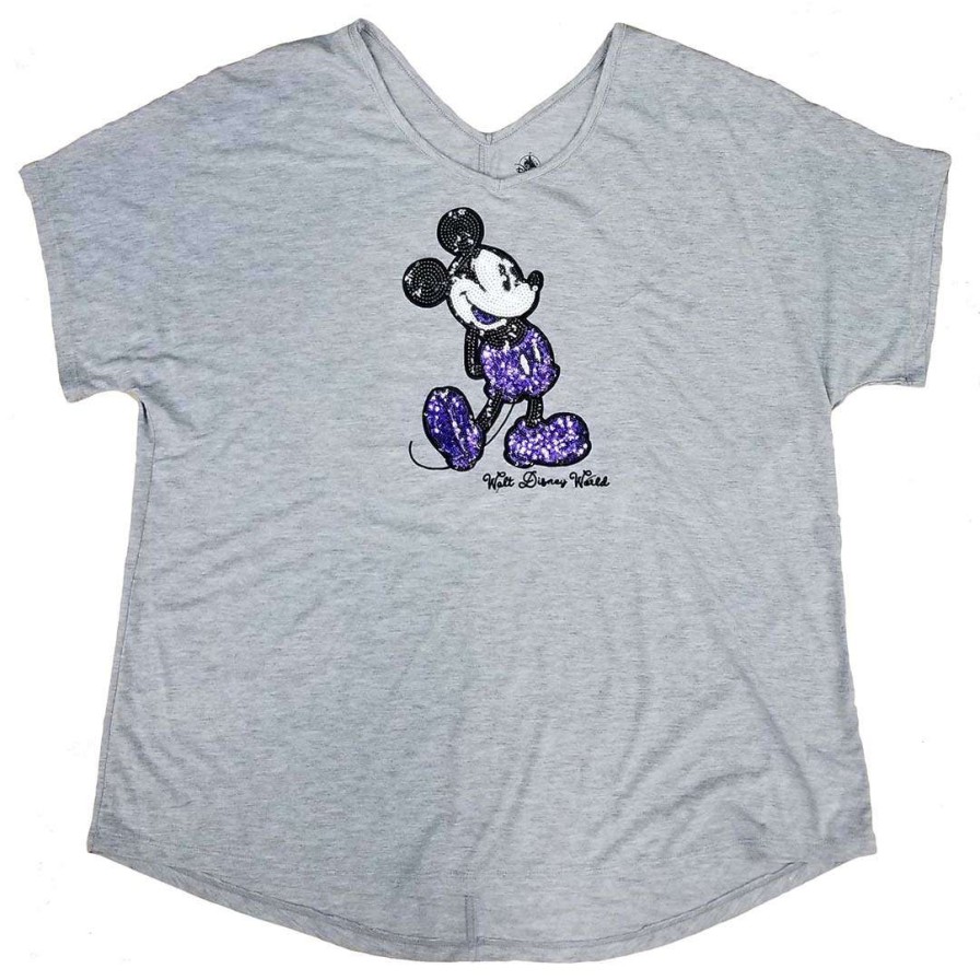 Apparel * | Disney Ladies Shirt Purple Potion Sequin Mickey Mouse New In