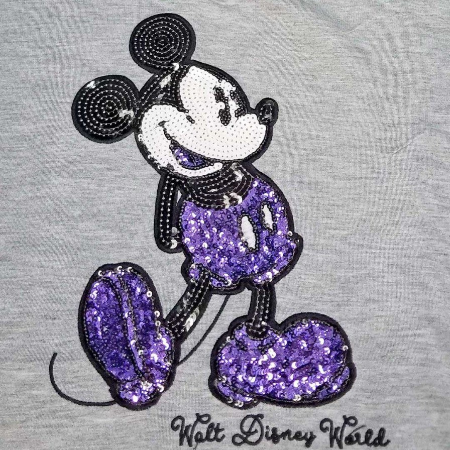 Apparel * | Disney Ladies Shirt Purple Potion Sequin Mickey Mouse New In