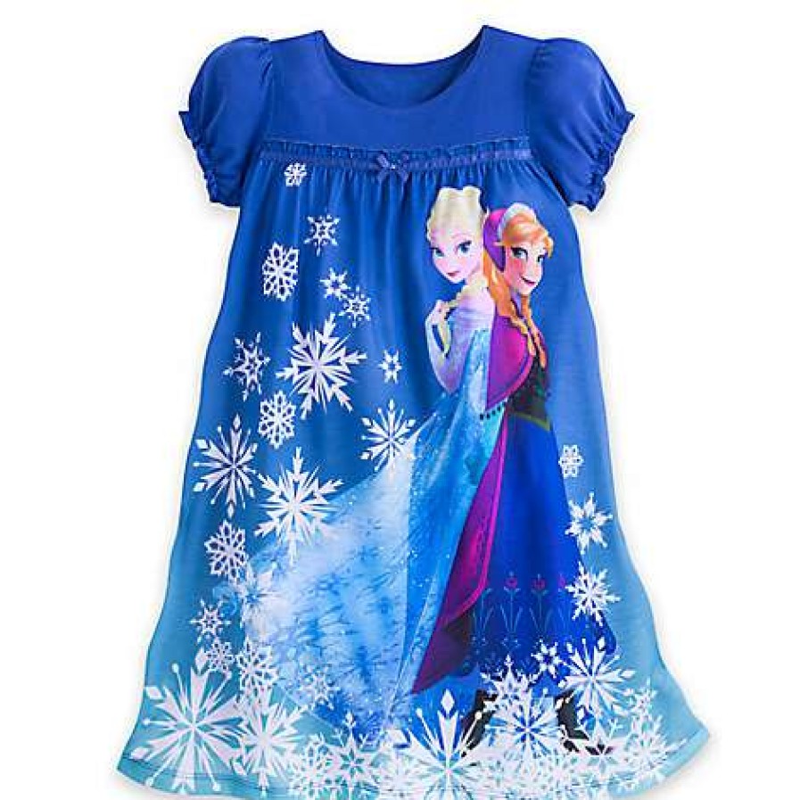 Apparel * | Disney Child Girls Pajamas Frozen Anna And Elsa Nightgown New