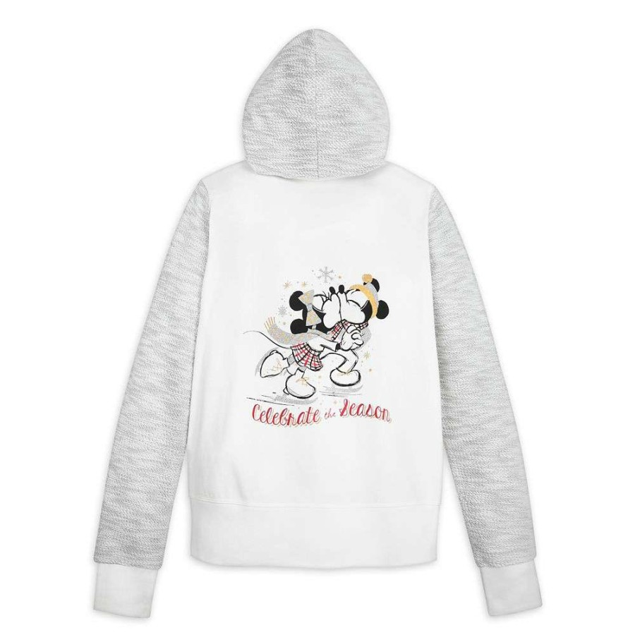 Apparel * | Disney Ladies Hoodie Silver And Gold Mickey And Minnie Celebrate The Season Good Quality