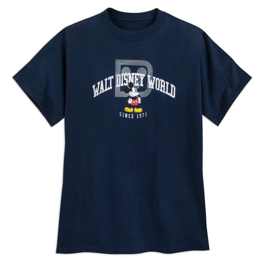 Apparel * | Disney Adult Shirt Disney World Mickey Logo Navy Cheaper