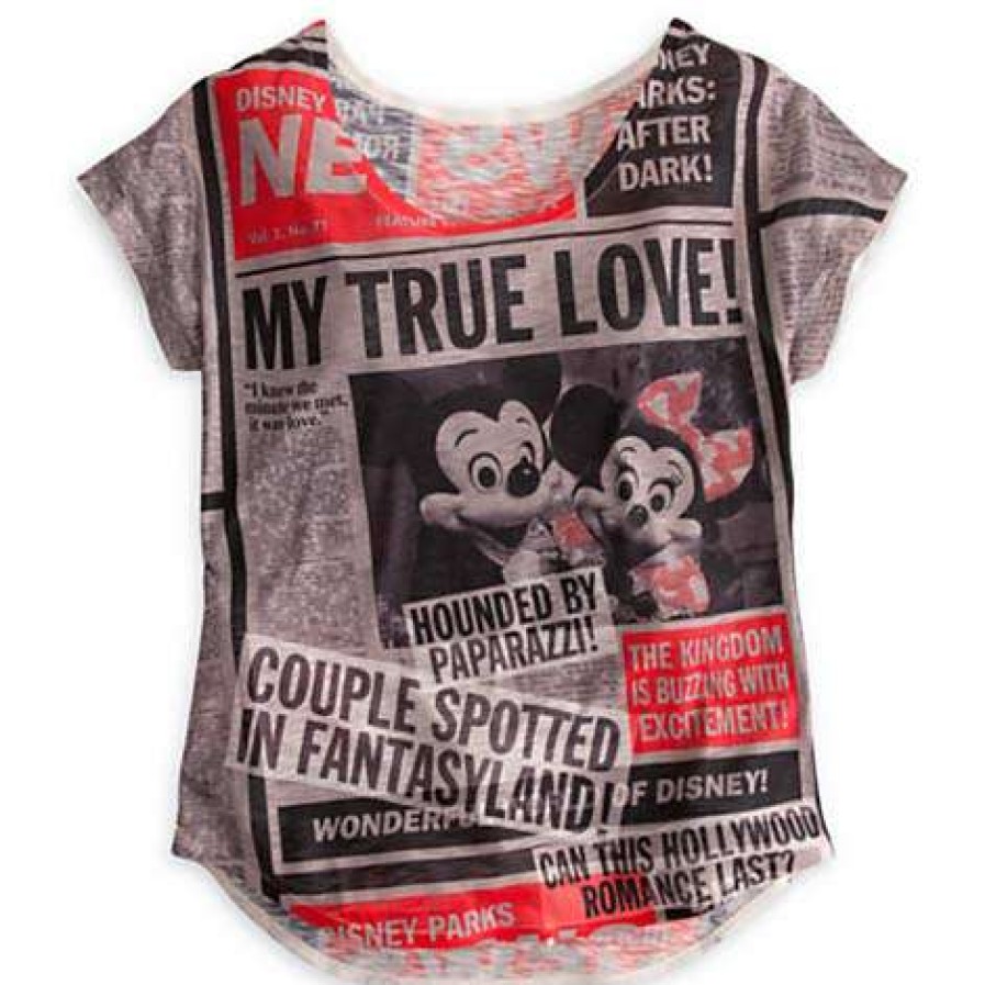 Apparel * | Disney Ladies Shirt Mickey Mouse And Friends Tabloid Tee Bestsellers