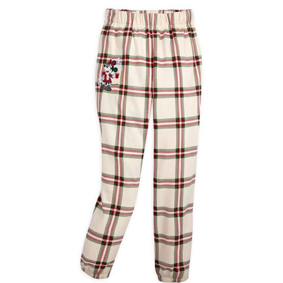 Apparel * | Disney Women'S Lounge Pants Minnie Plaid Holiday New In