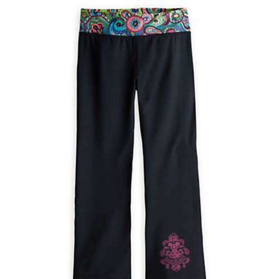 Apparel * | Disney Ladies Workout Pants Mickey Mouse Paisley New In