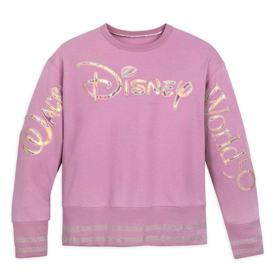 Apparel * | Disney Women'S Sweatshirt Walt Disney World 50Th Anniversary Earidescent Special Offers