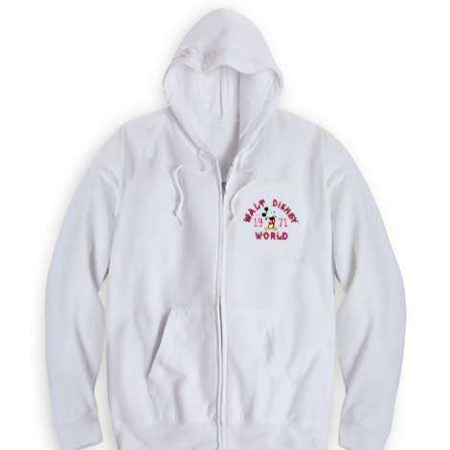 Apparel * | Disney Adult Sweatshirt Hoodie Jacket Walt Disney World 1971 White Crazy Deals