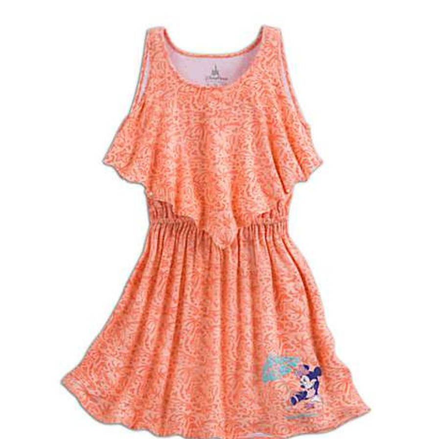 Apparel * | Disney Child Dress Minnie Mouse Dress For Girls Orange Best Guaranteed