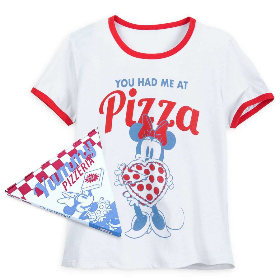 Apparel * | Disney Women'S Shirt Minnie Mouse Pizza Ringer T-Shirt Shoping