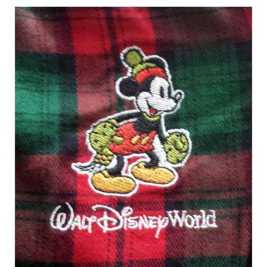 Apparel * | Disney Lounge Pants Santa Mickey Mouse Christmas Plaid Special Offers