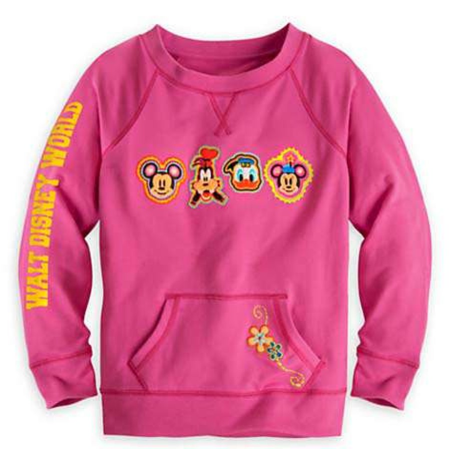 Apparel * | Disney Child Sweatshirt Happy Face Mickey Mouse And Friends Pink New